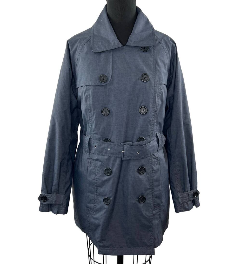 L.L. Bean Women's Blue Primaloft Double Breasted Belted Trench Coat Size M